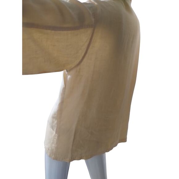 Private Edition Chicos Butter Yellow Linen Women's 1 Oversized Button Up Shirt - Picture 5 of 12
